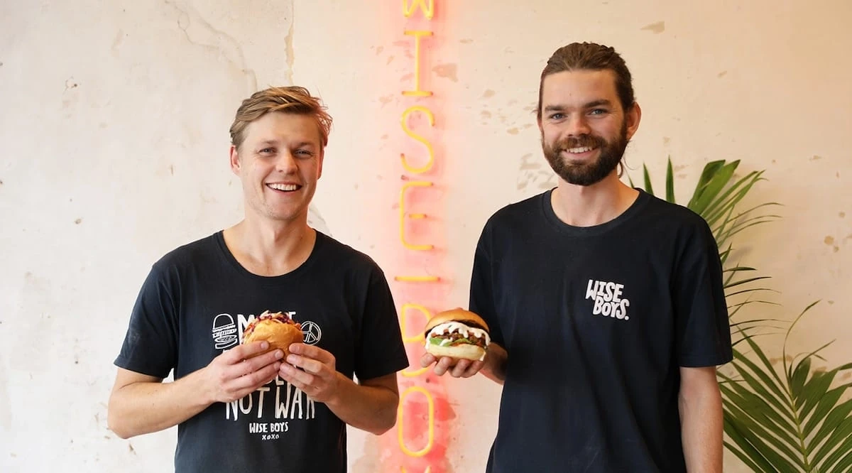 Luke and Tim Burrows, co-founders of Wise Boys plant-based burgers